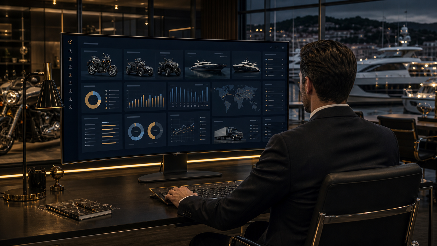Professional admin dashboard interface for dealer inventory, orders and delivery operations
